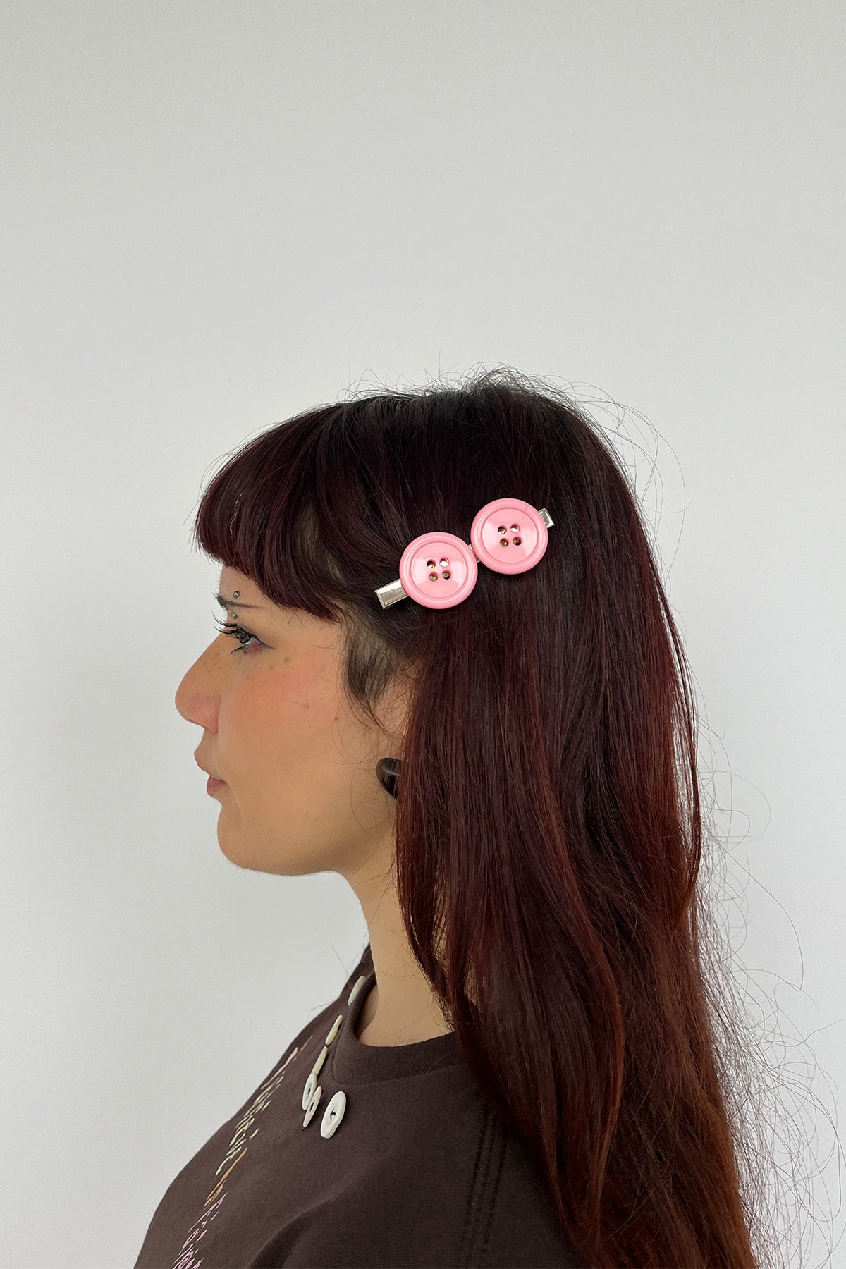 Pink Button Hair Slide