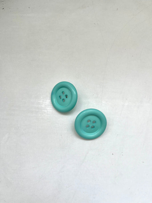 Button Earrings Aqua